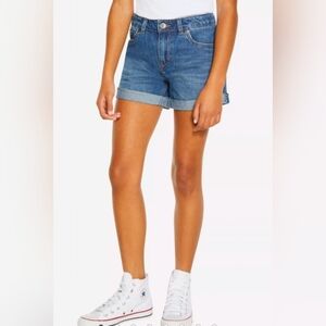 Levi's Girlfriend Shorty Short Medium Wash Cuffed Jean Shorts Sz 16
